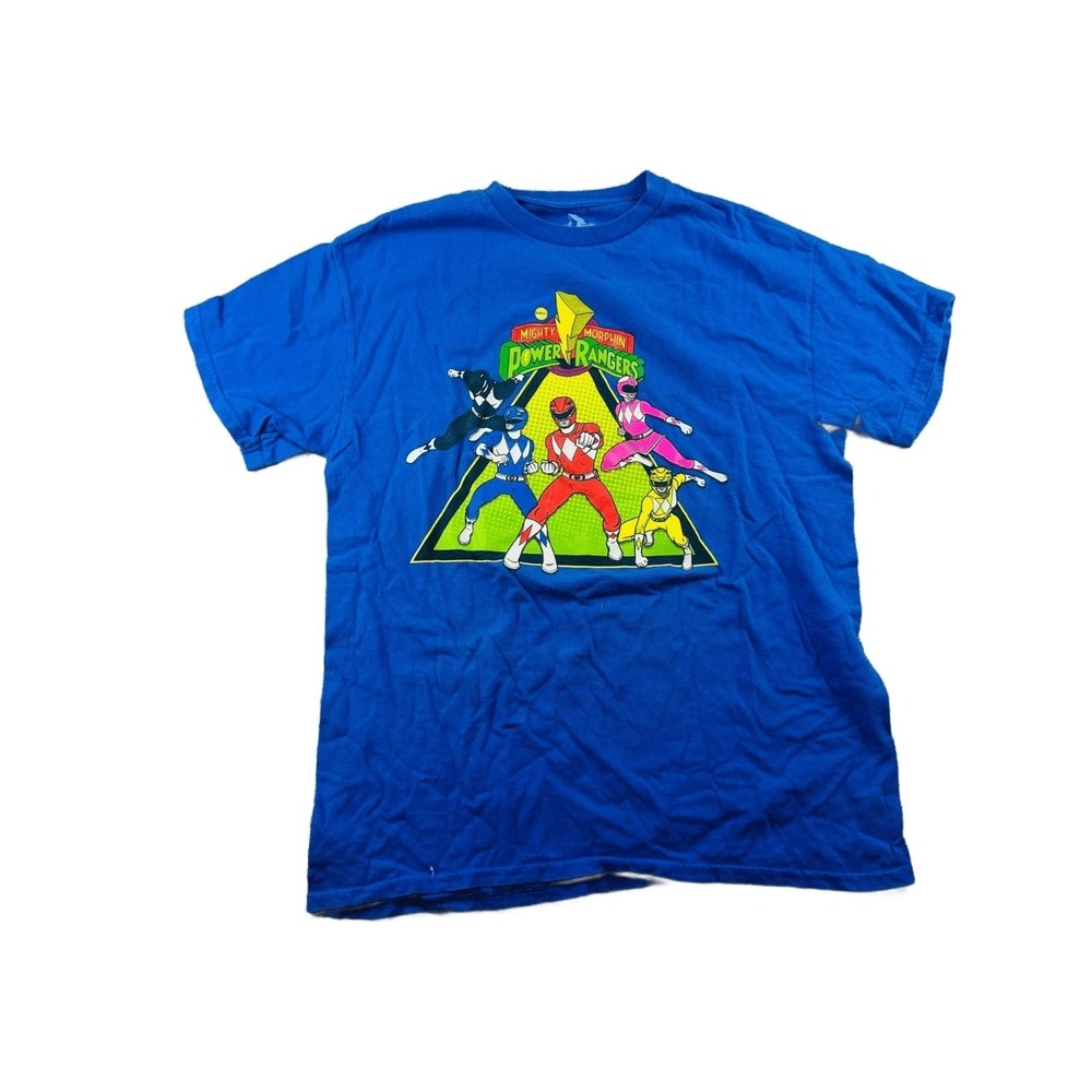 Mighty Morphin‎ Power Rangers T-Shirt Mens M Blue Graphic Cotton Cartoon TV